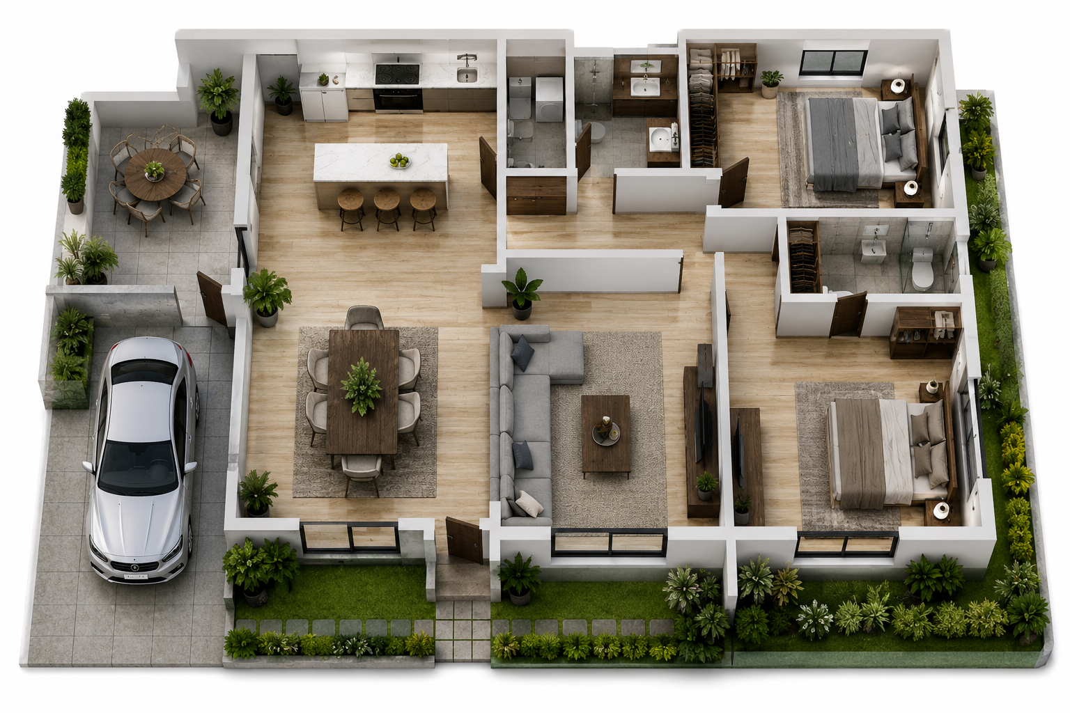 Representación de una vivienda familiar con puntos de seguridad