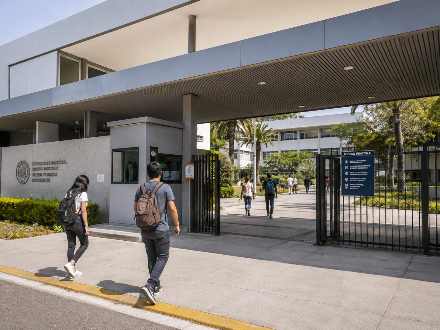 Ingreso principal de una universidad o institución